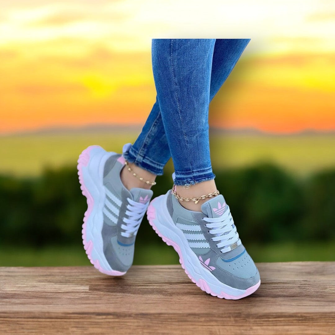 Tenis Suela Alta Gris Dama
