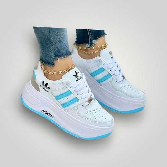 Tenis Doble Blanco Celeste Dama